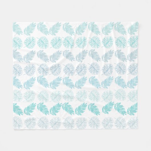 Elegant Greenery Botanical Tropical Leaves Pattern Fleece Deken (Voorkant (Horizontaal))