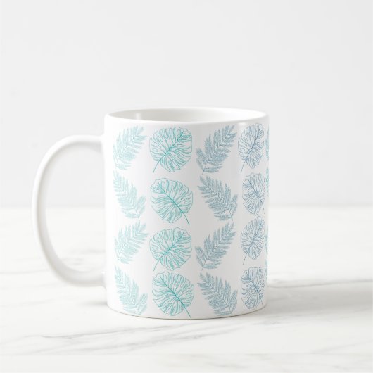 Elegant Greenery Botanical Tropical Leaves Pattern Koffiemok (Links)
