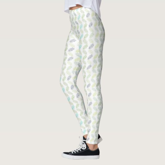 Elegant Greenery Botanical Tropical Leaves Pattern Leggings (Links)