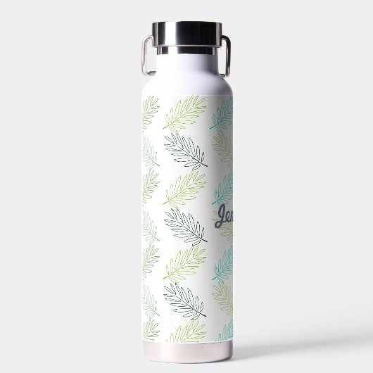 Elegant Greenery Botanical Tropical Leaves Pattern Waterfles (Voorkant)