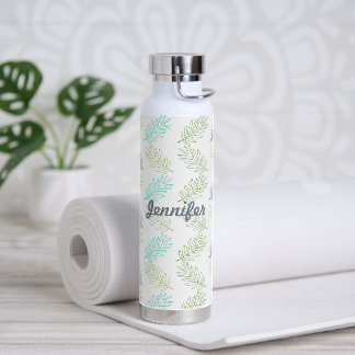 Elegant Greenery Botanical Tropical Leaves Pattern Waterfles