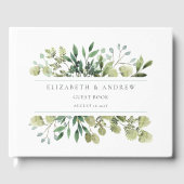 Elegant Greenery Botanical Wedding Guest Book Gastenboek (Voorkant)