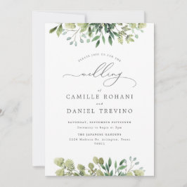 Elegant Greenery Botanical Wedding Invitation Kaart
