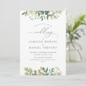 Elegant Greenery Botanical Wedding Invitation Kaart (Staand voorkant)