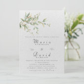 Elegant Greenery Botanical Wedding Invitation Kaart (Staand voorkant)