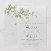 Elegant Greenery Botanical Wedding Invitation Kaart (Voorkant / Achterkant)