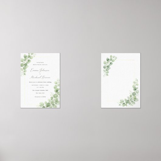 Elegant Greenery Botanical Wedding Invitation  Muurkunst Sets (Voorkant)