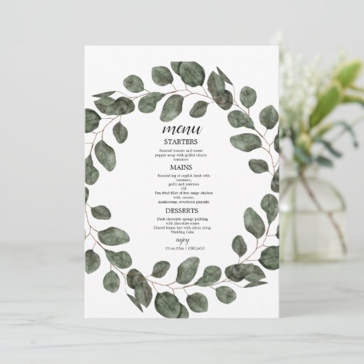  Elegant Greenery Botanical Wedding Menu (Staand voorkant)
