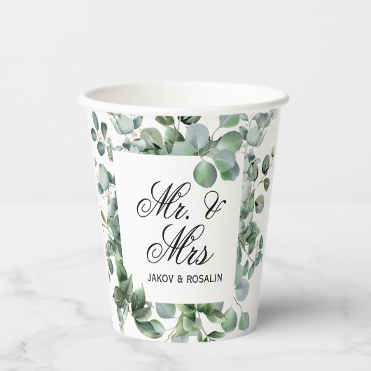 Elegant Greenery Botanical wedding  Papieren Bekers (Voorkant)