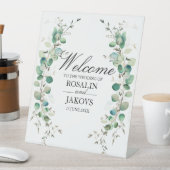 Elegant Greenery Botanical Wedding Sign Reclamebord Met Voetstuk (Insitu)