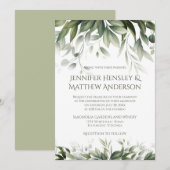 Elegant Greenery Botanicals - Licht Olijfgroen Kaart (Voorkant / Achterkant)