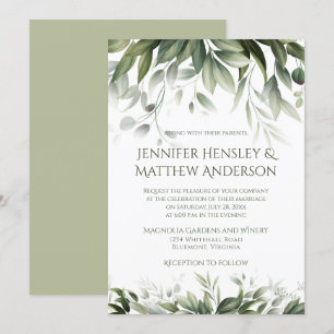 Elegant Greenery Botanicals - Licht Olijfgroen Kaart