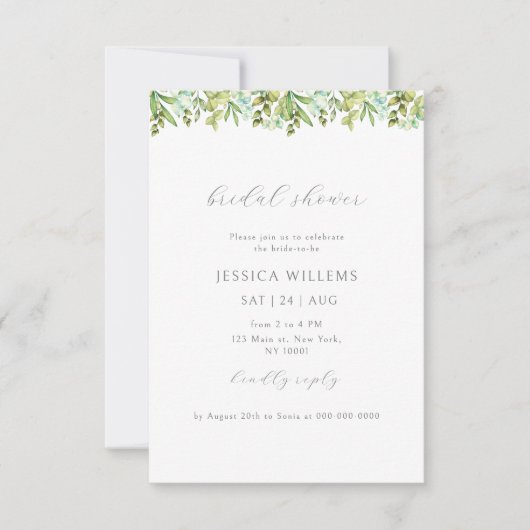 Elegant Greenery Bridal Shower Kaart (Voorkant)