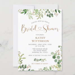 Elegant Greenery Bridal Shower Kaart