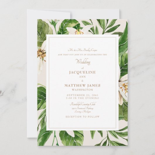 Elegant Greenery Bride Parents Cream & Gold Kaart (Voorkant)