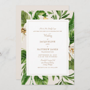 Elegant Greenery Bride Parents Cream & Gold Kaart
