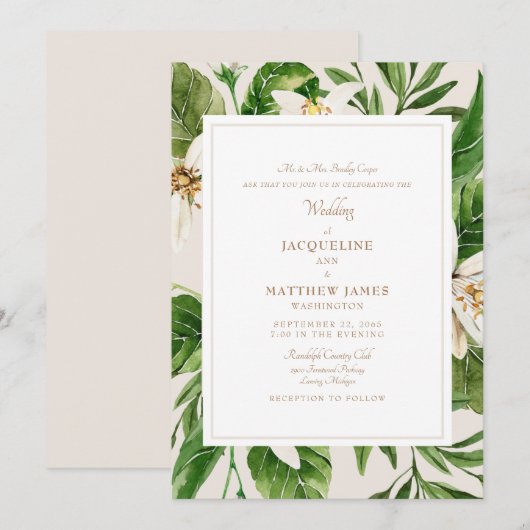 Elegant Greenery Bride Parents Cream & Gold Kaart (Voorkant / Achterkant)