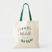 Elegant Greenery Bridesmade Eucalyptus Leaf Name Tote Bag (Voorkant)