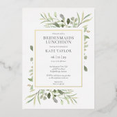 Elegant Greenery Bridesmaids Luncheon Gold Folie Uitnodiging (Voorkant)