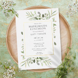 Elegant Greenery Bridesmaids Luncheon Gold Folie Uitnodiging