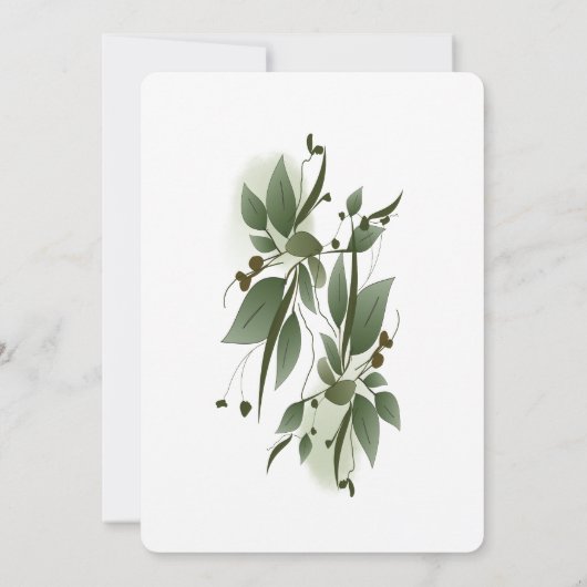 Elegant Greenery bruiloft Kaart (Achterkant)