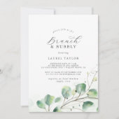 Elegant Greenery Brunch en Bubble Vrijgezellenfees Kaart (Voorkant)