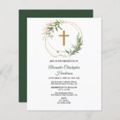 Elegant Greenery/BUDGET/Baptism Invitation. (Voorkant / Achterkant)
