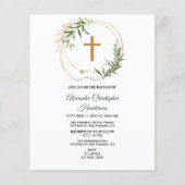 Elegant Greenery/BUDGET/Baptism Invitation. (Voorkant)
