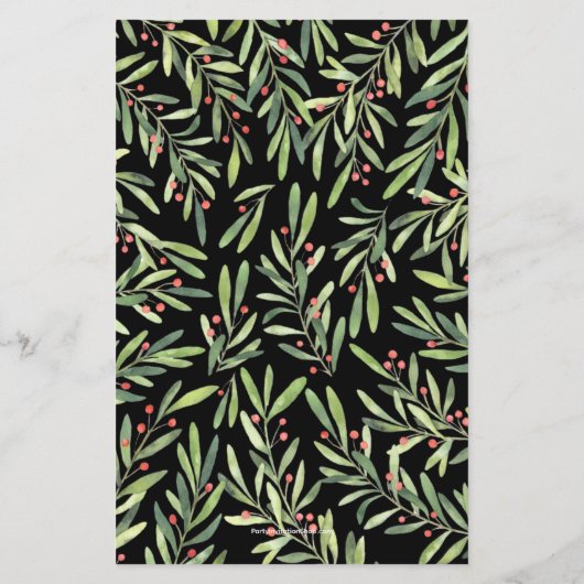 Elegant Greenery Budget Black Holiday Uitnodiginge (Achterkant)