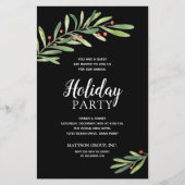Elegant Greenery Budget Black Holiday Uitnodiginge (Voorkant)