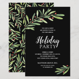 Elegant Greenery Budget Black Holiday Uitnodiginge