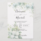 Elegant Greenery Budget QR code Wedding Kaart (Voorkant)