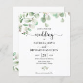 Elegant Greenery Budget Wedding Uitnodiging (Voorkant / Achterkant)