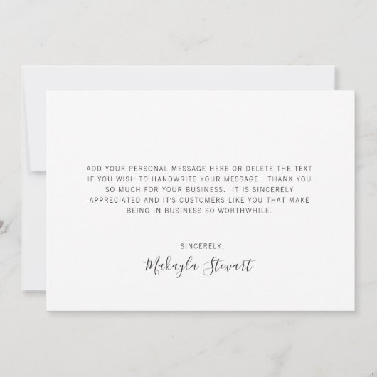 Elegant Greenery Business White Floral Bedankkaart (Achterkant)