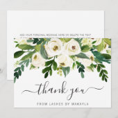 Elegant Greenery Business White Floral Bedankkaart (Voorkant / Achterkant)