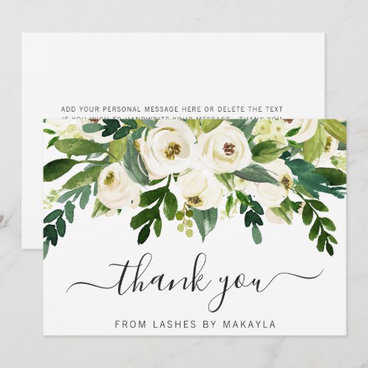 Elegant Greenery Business White Floral Bedankkaart (Voorkant / Achterkant)