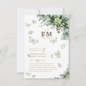 Elegant Greenery Butterflies Monogram Wedding IV (Voorkant)