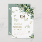 Elegant Greenery Butterflies Monogram Wedding IV (Voorkant / Achterkant)