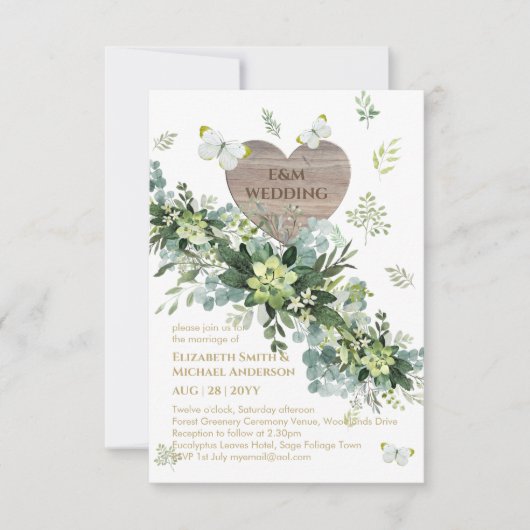 Elegant Greenery Butterflies Sage Foliage Wedding (Voorkant)
