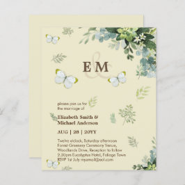 Elegant Greenery Butterflies Wedding Invitations