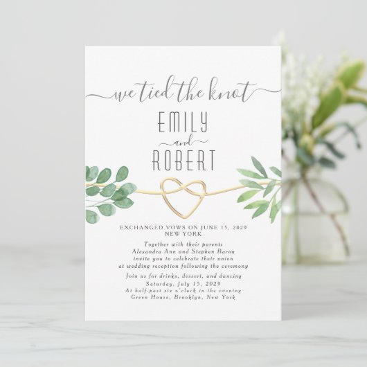 Elegant Greenery Calligraphy Wedding Invitation Kaart (Staand voorkant)