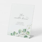 Elegant Greenery Candle Burns Wedding Memorial Reclamebord Met Voetstuk (Voorkant)