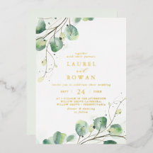 Elegant Greenery Casual Gold Foil Wedding