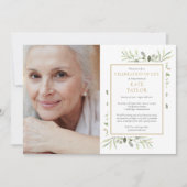 Elegant Greenery Celebration of Life Photo Kaart (Voorkant)