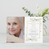 Elegant Greenery Celebration of Life Photo Kaart (Staand voorkant)