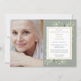 Elegant Greenery Celebration of Life Photo Kaart