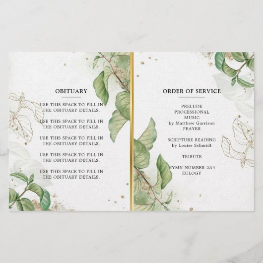 Elegant Greenery Celebration of Life Programme (Achterkant)
