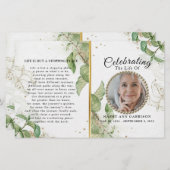 Elegant Greenery Celebration of Life Programme (Voorkant / Achterkant)