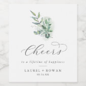 Elegant Greenery Cheers Wedding Wine Labels Wijn Etiket (Enkel label)