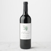 Elegant Greenery Cheers Wedding Wine Labels Wijn Etiket (Voorkant)